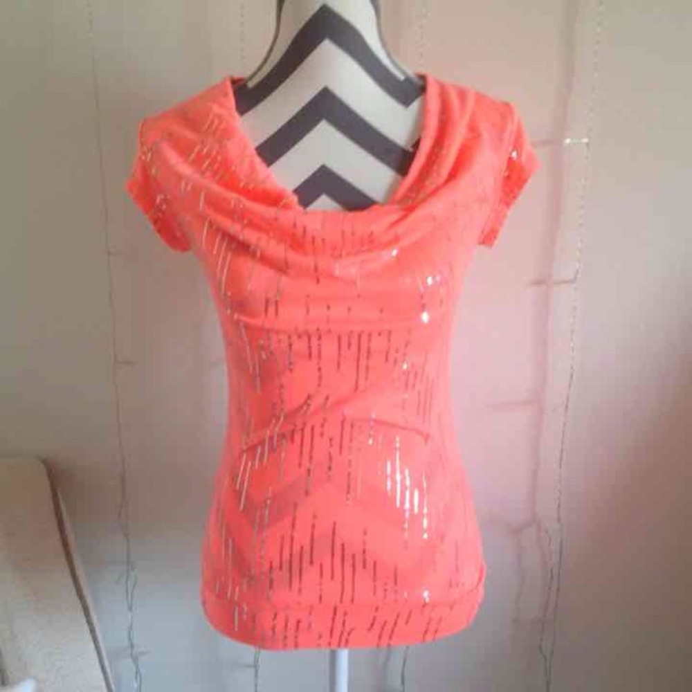 Bright Peach Color Embellished Top