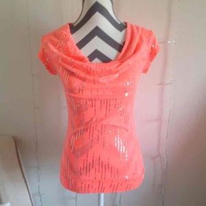 Bright Peach Color Embellished Top