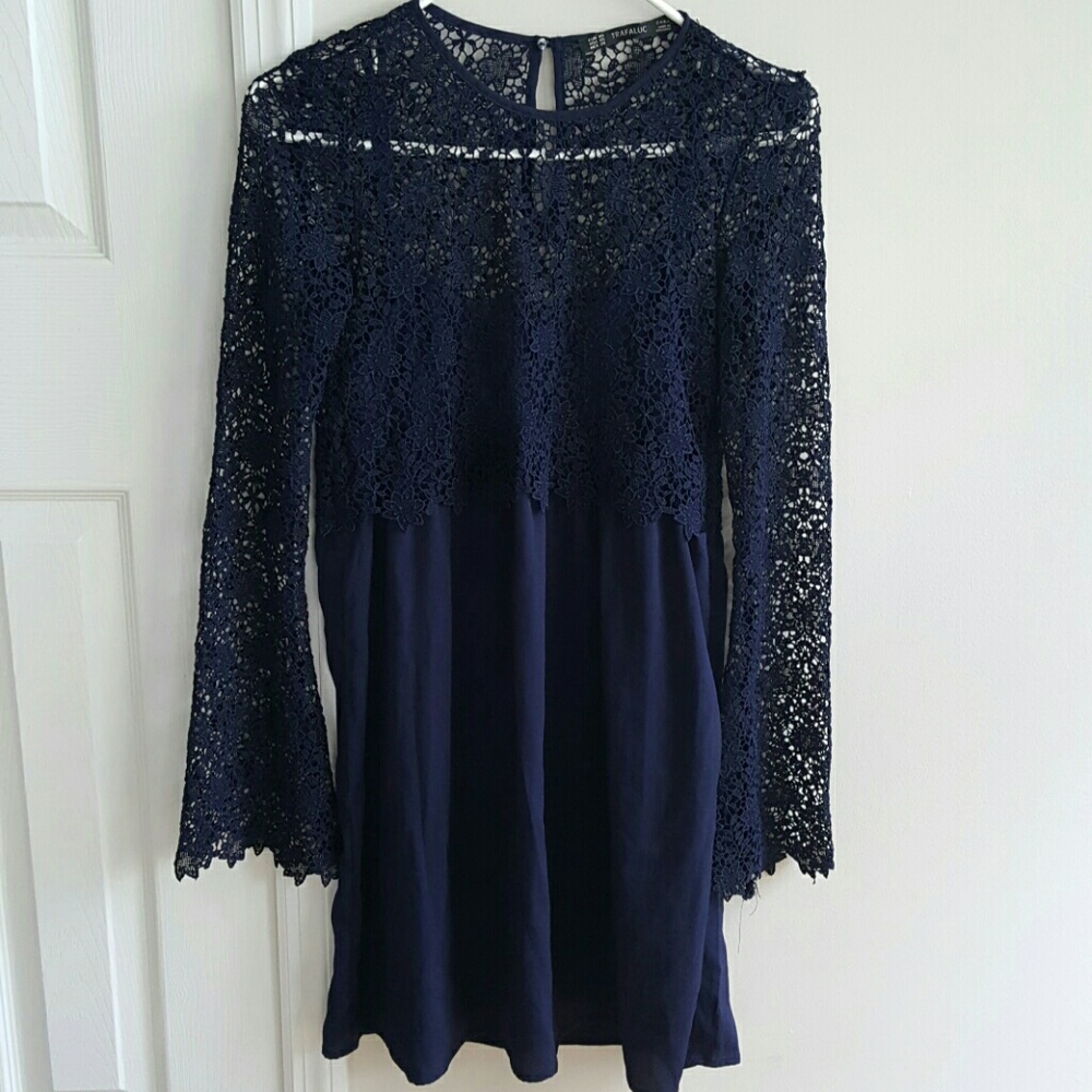 Zara Trafaluc Women's Lace Dress 2 pieces XS Navy
