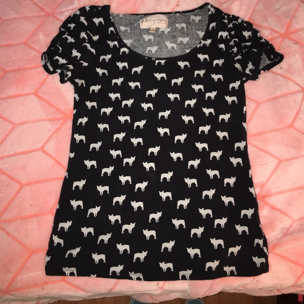 Adorable French Bulldog ruffle sleeve shirt