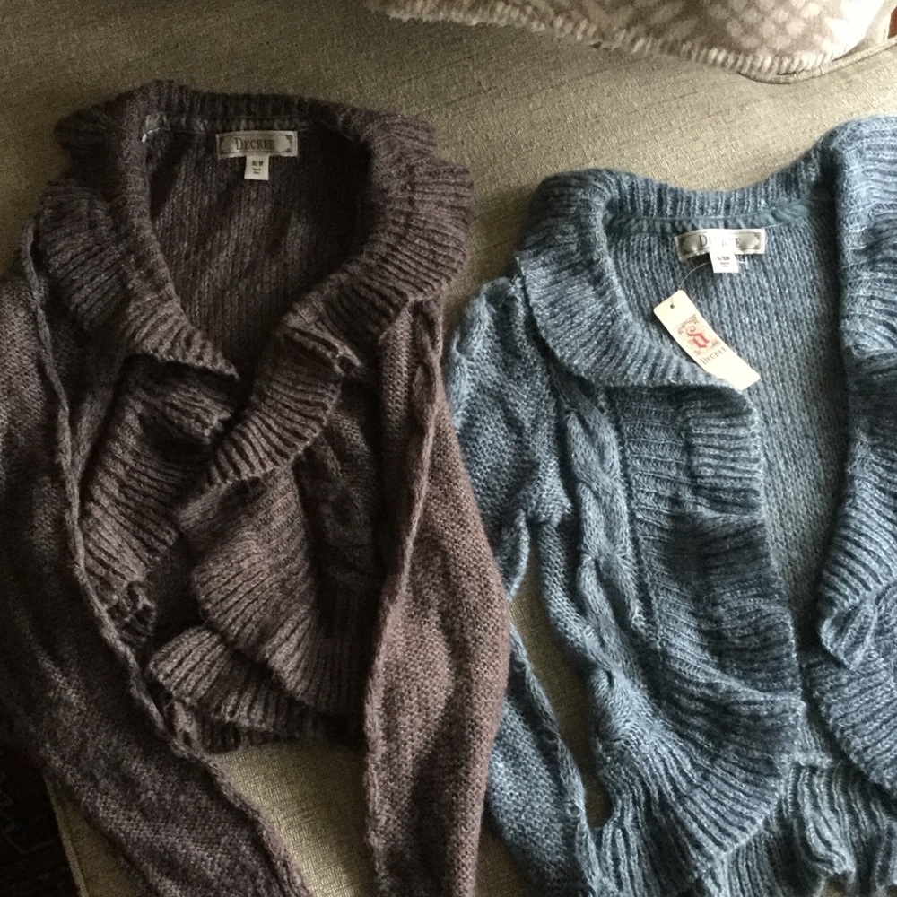 Two open front sweaters