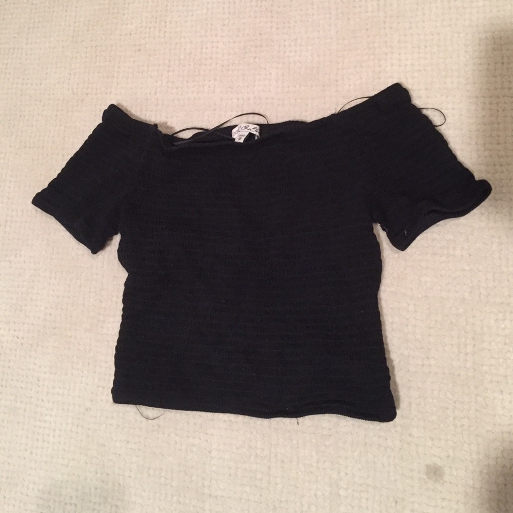 Scrunched off the shoulder black top from Express