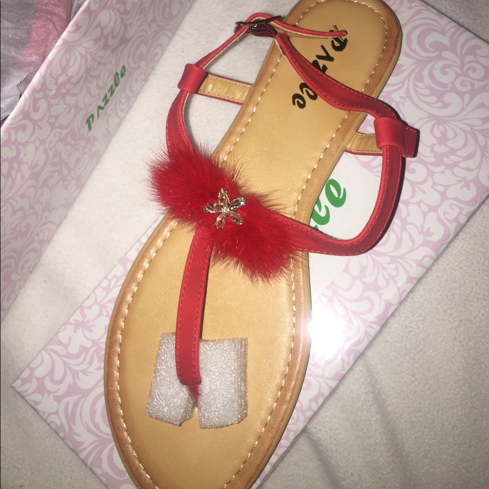Red Puzzle Sandals