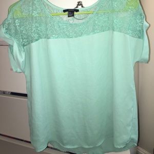 Mint blue floral blouse