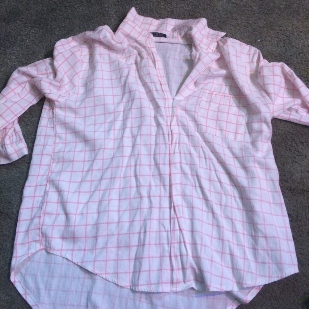 Hi lo blouse white with pinkish stripes