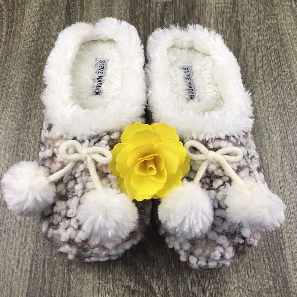 Women's Sweater Knit Pom Pom Slippers