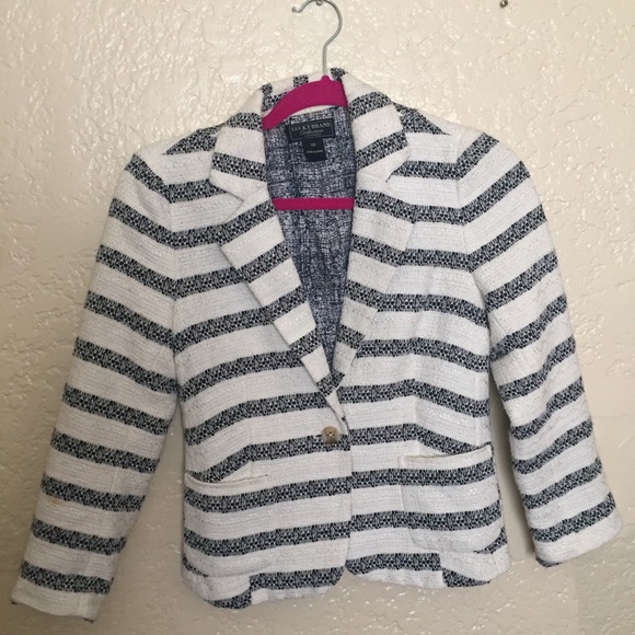 SALE ♥️Lucky Brand Striped White and Navy Blazer - Picture 2 of 5