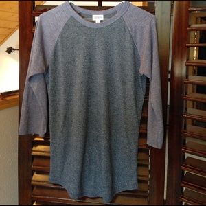 LuLaRoe baseball tee heathered navy & purple