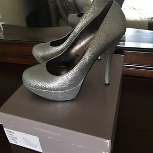 Bakers silver glitter platform pumps