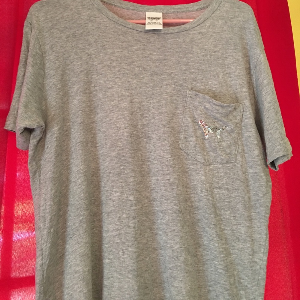(SOLD ON MERC)Grey PINK shirt