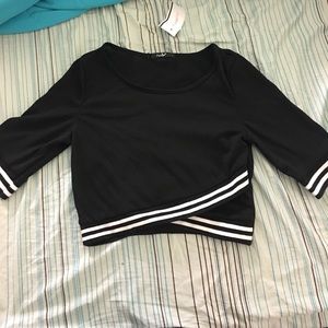 Striped Sleeve crop top