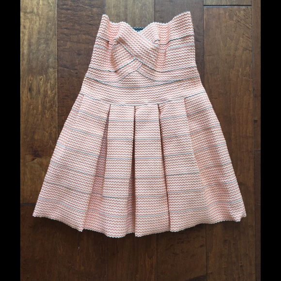 Coral Rubber Strapless Dress - Picture 2 of 6