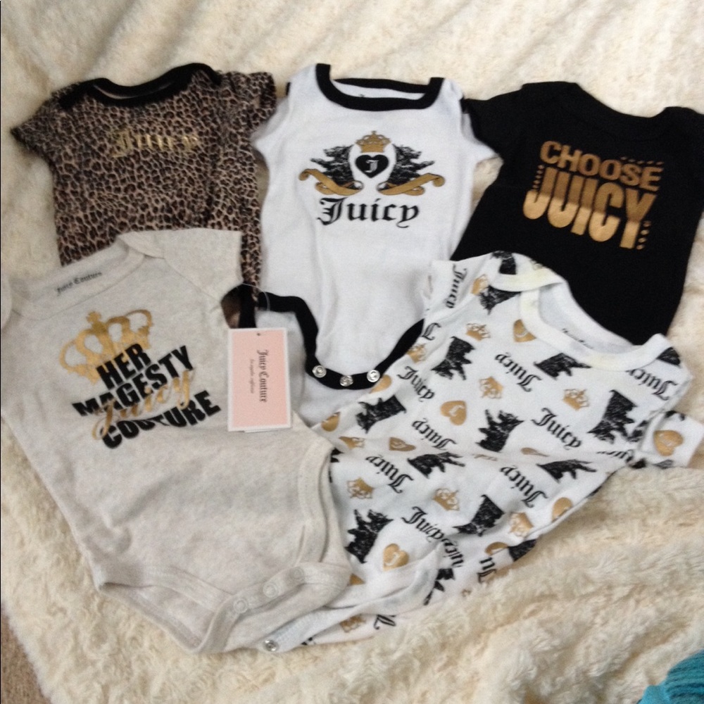 5 pack Juicy Couture onesies size 0-3 months