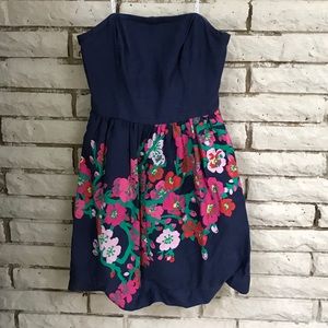 Lilly Pulitzer - Navy and Floral Strapless Dress