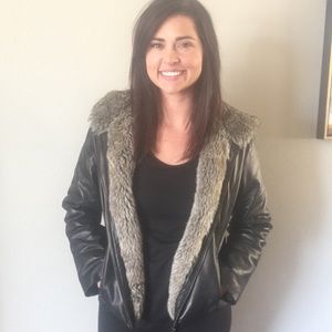 Raffaelo leather jacket faux fur