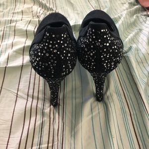 Gem studded black heels