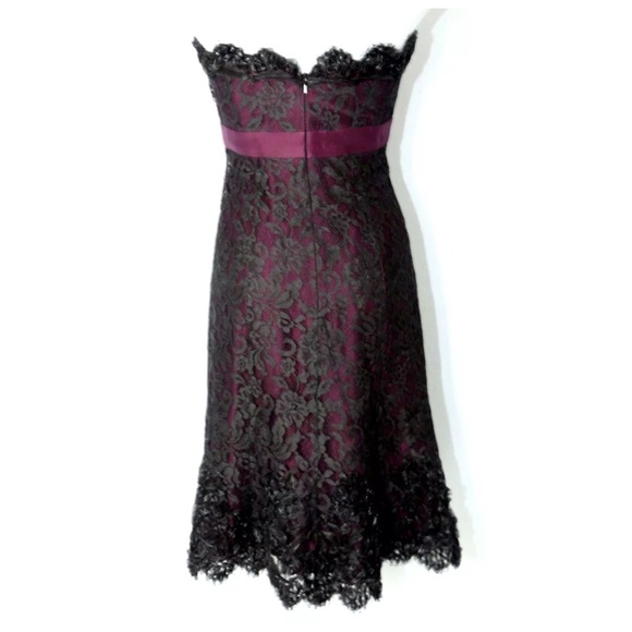 Badgley Mischka Burgundy Lace Cocktail Dress - Picture 3 of 8