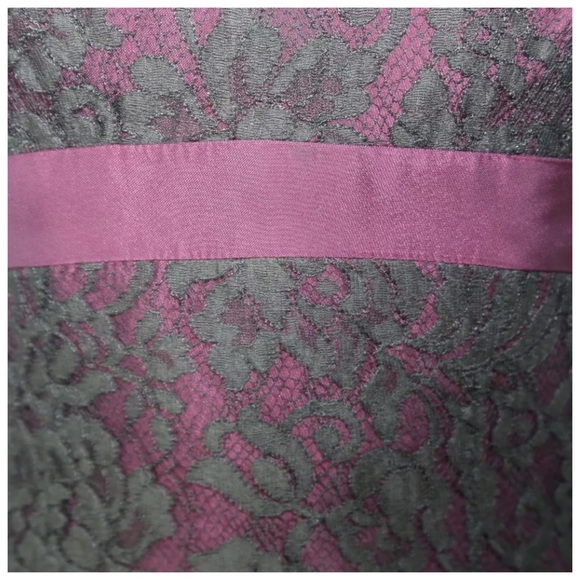 Badgley Mischka Burgundy Lace Cocktail Dress - Picture 5 of 8