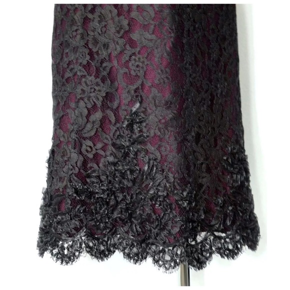 Badgley Mischka Burgundy Lace Cocktail Dress - Picture 7 of 8