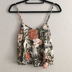 Tropical Print Crop Top Tank Top