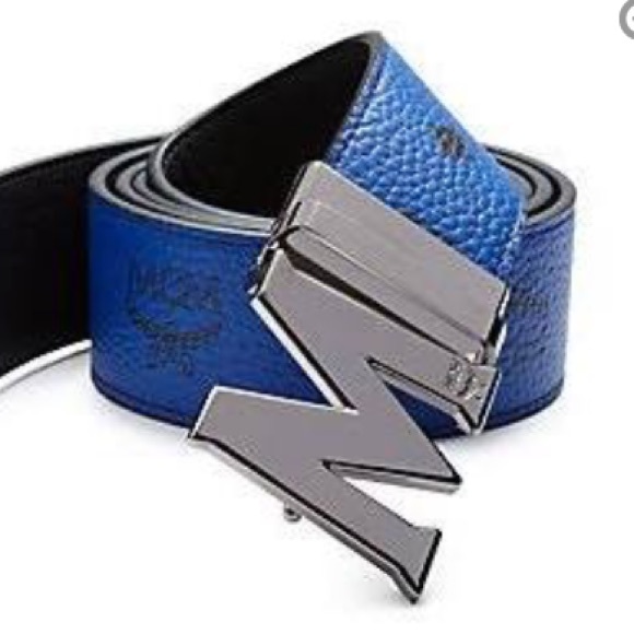 navy blue mcm belt