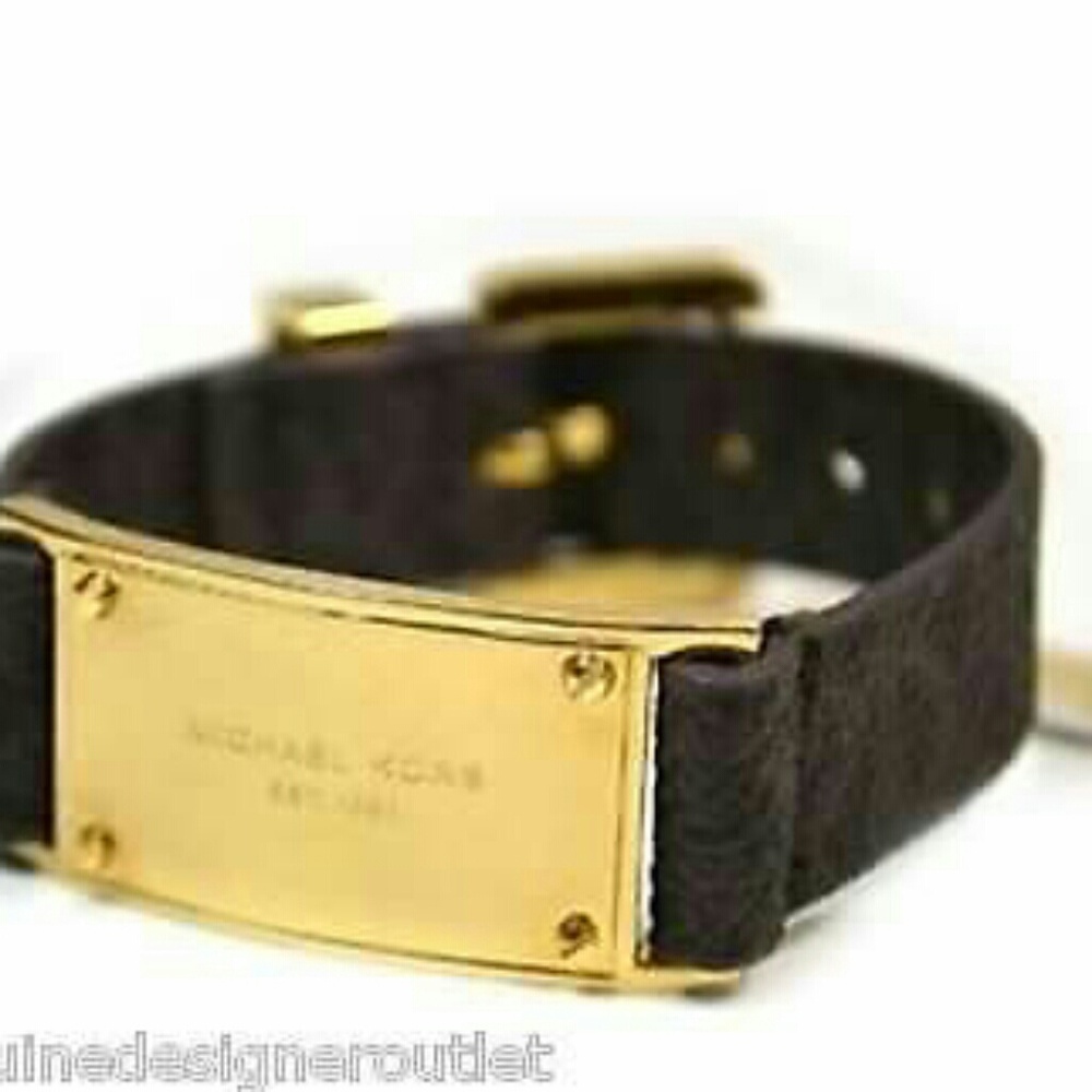 SOLD  Michael Kors Mkj3854710 Gold Plaque Mk Brown