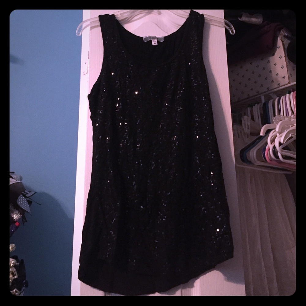 Black sequence tank top