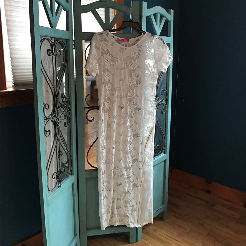 Sheer White Lace Midi Bodycon