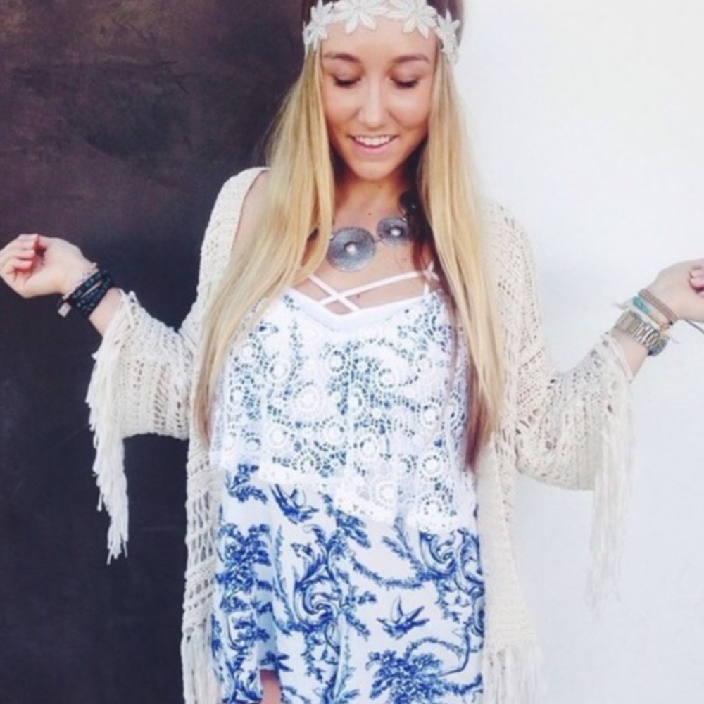 LF blue and white romper