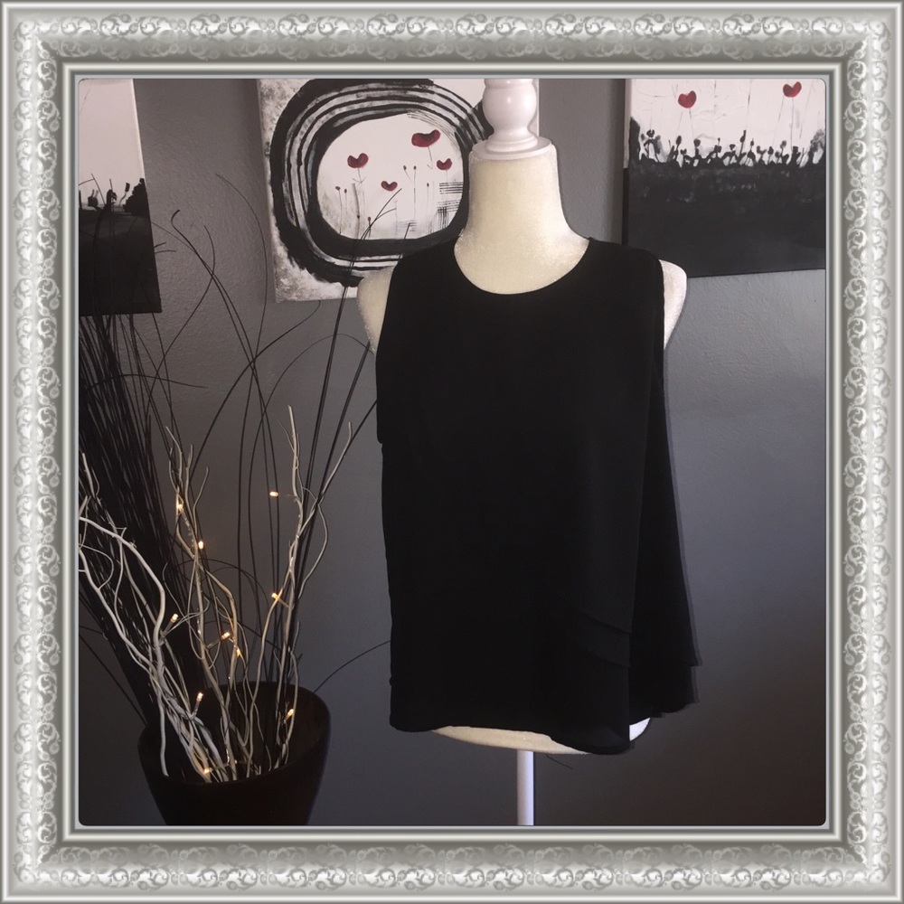 Black Sleeveless Chiffon Top - Picture 2 of 5