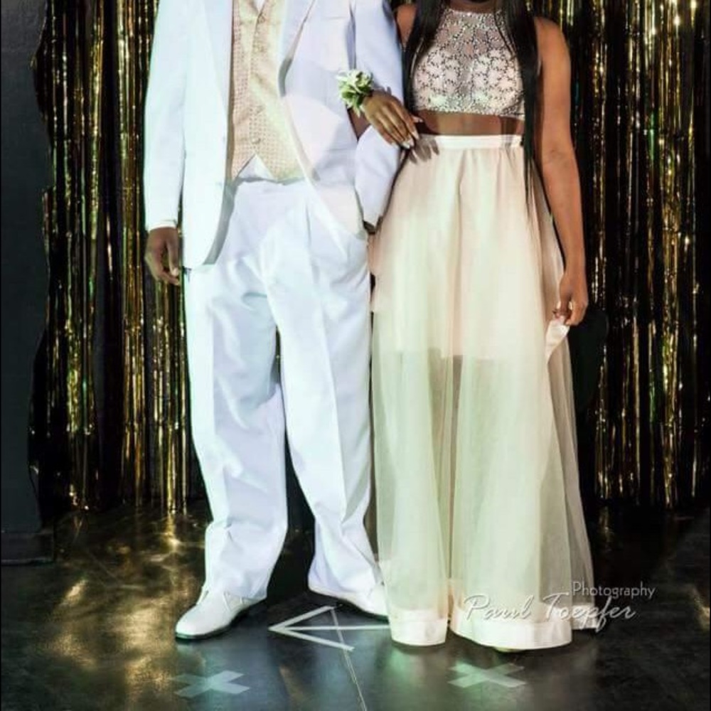 2 piece Cream Prom Dress