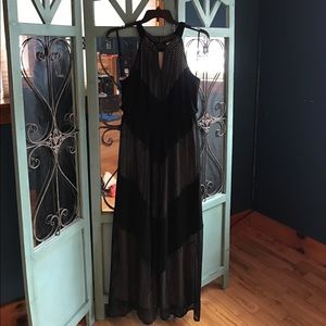 Faux-Sheer Illusion Maxi Dress