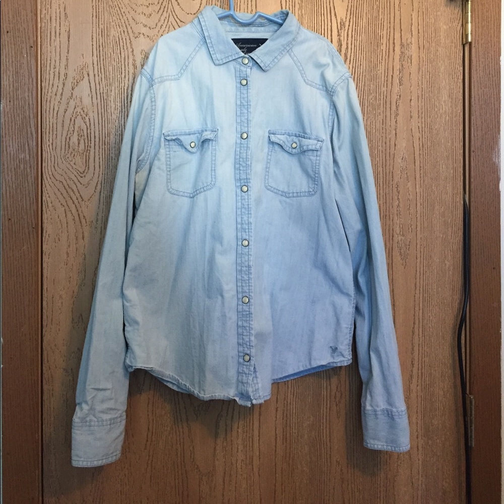 Chambray long sleeved button up shirt