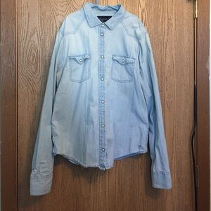 Chambray long sleeved button up shirt