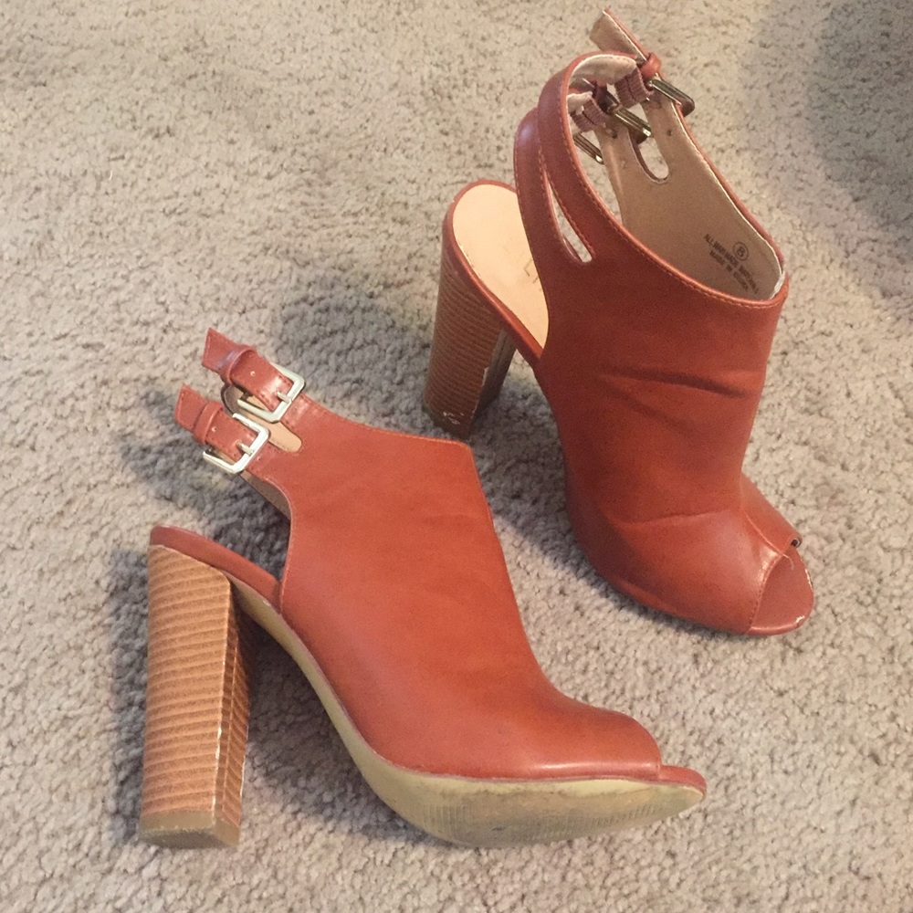 Brown Peep-toe Booties