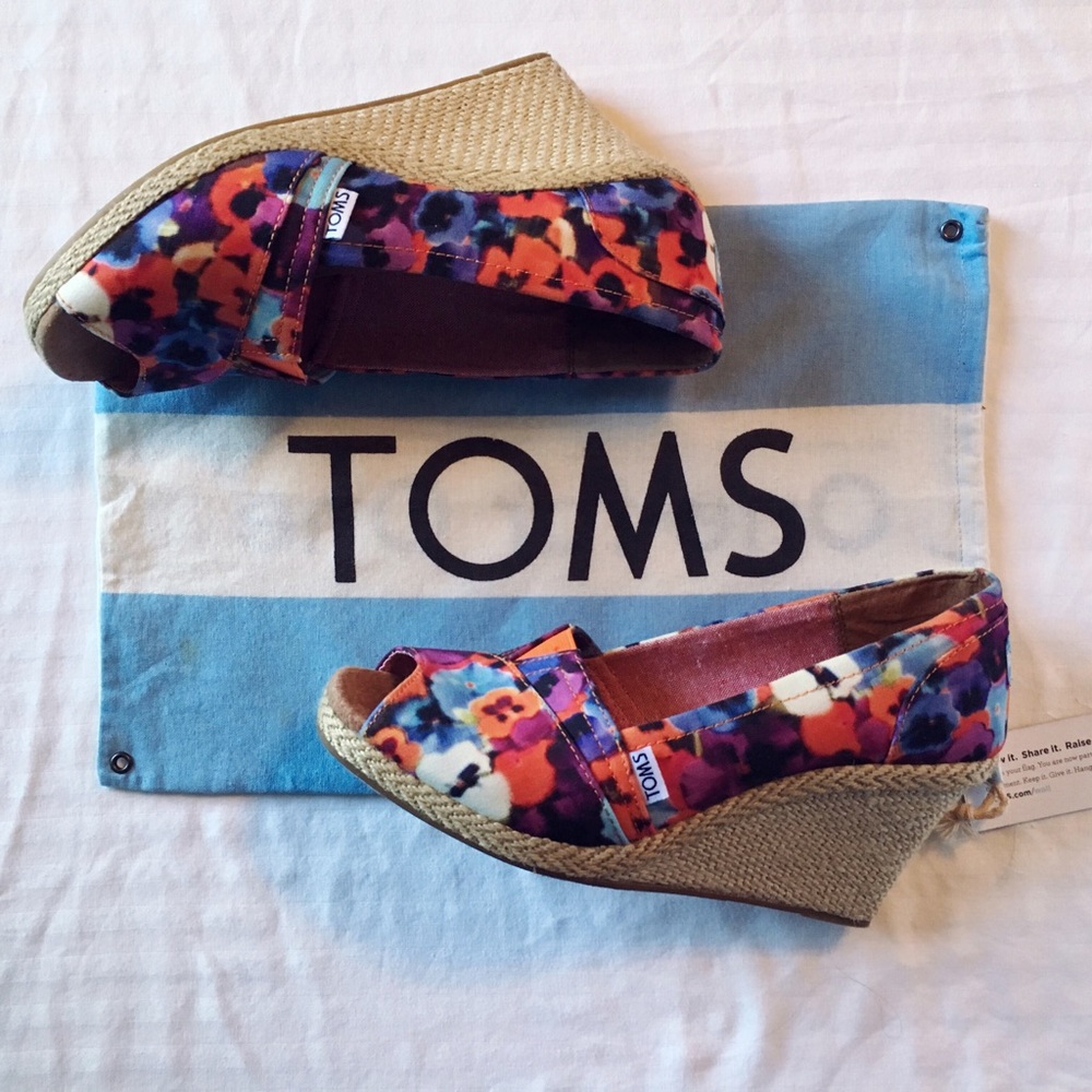 colorful floral toms wedges