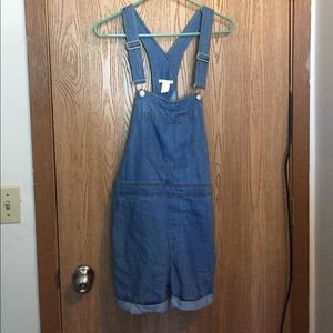 Denim overall shorts