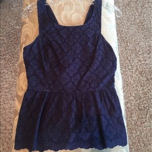 Lilly Pulitzer Navy blue lace peplum top
