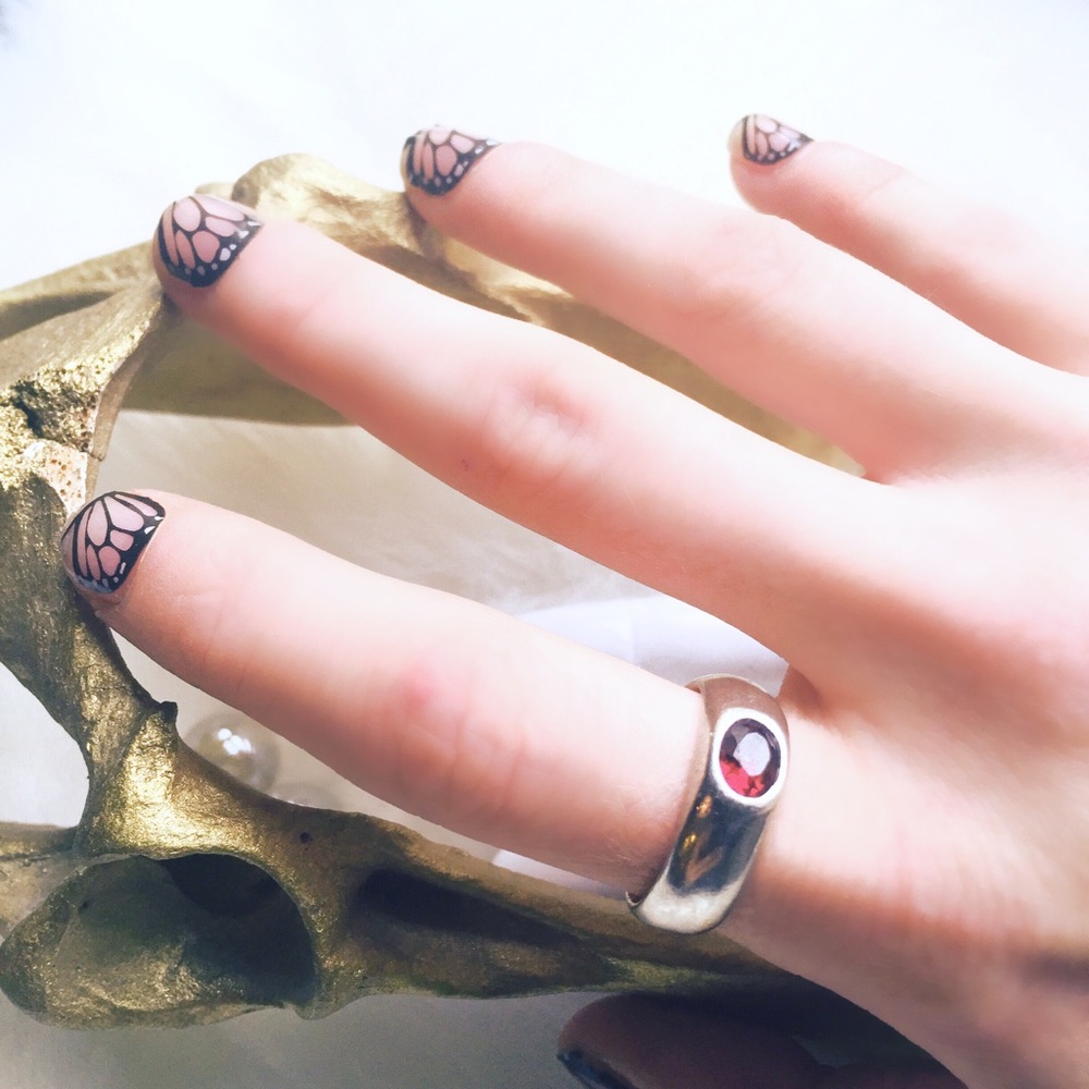 . {RED GARNET + STERLING} Minimalist Ring 6