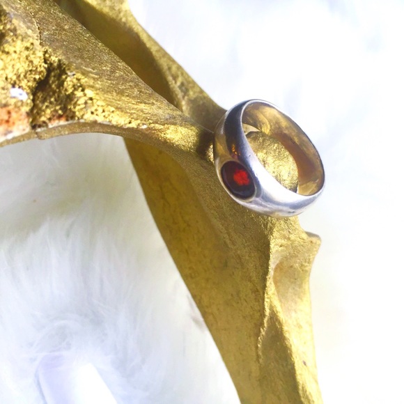 . {RED GARNET + STERLING} Minimalist Ring 6 - Picture 4 of 8