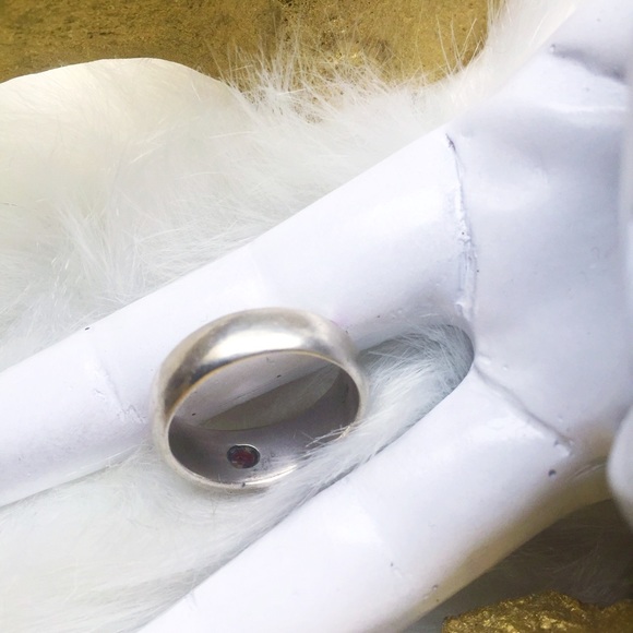 . {RED GARNET + STERLING} Minimalist Ring 6 - Picture 7 of 8