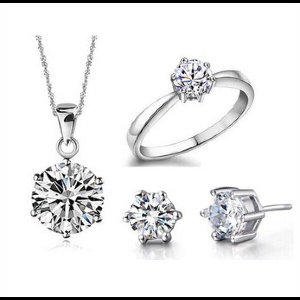 Cubic Zircon Necklace/Ring/ Engagement Set