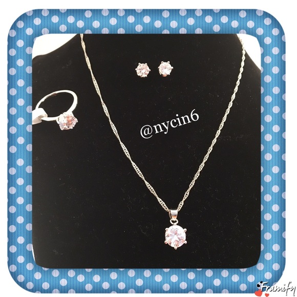 Cubic Zircon Necklace/Ring/ Engagement Set - Picture 2 of 5