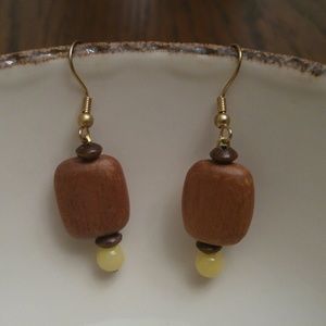 Wooden Beaded Drop Earrings