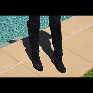 Nine West Black Suede Knee High Boots