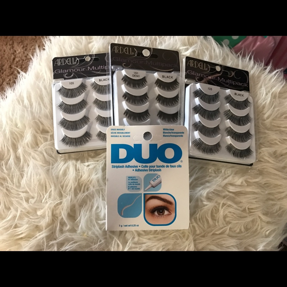Eyelashes and adhesive