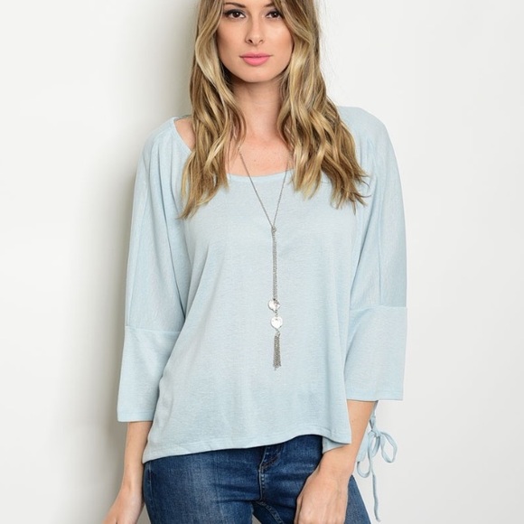 Clearance 🌸 Baby Blue Lace Up Sides Top - Picture 2 of 8