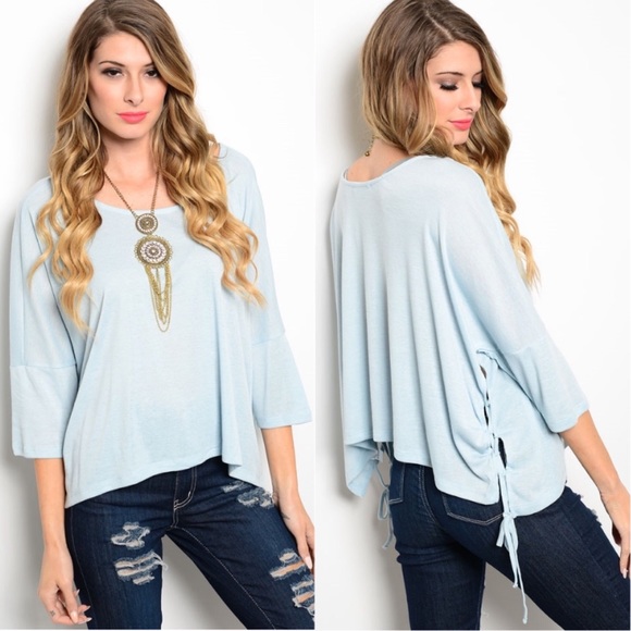 Clearance 🌸 Baby Blue Lace Up Sides Top - Picture 4 of 8