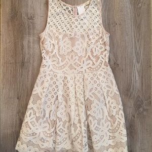 Just Me Ivory & Nude Lace Dress