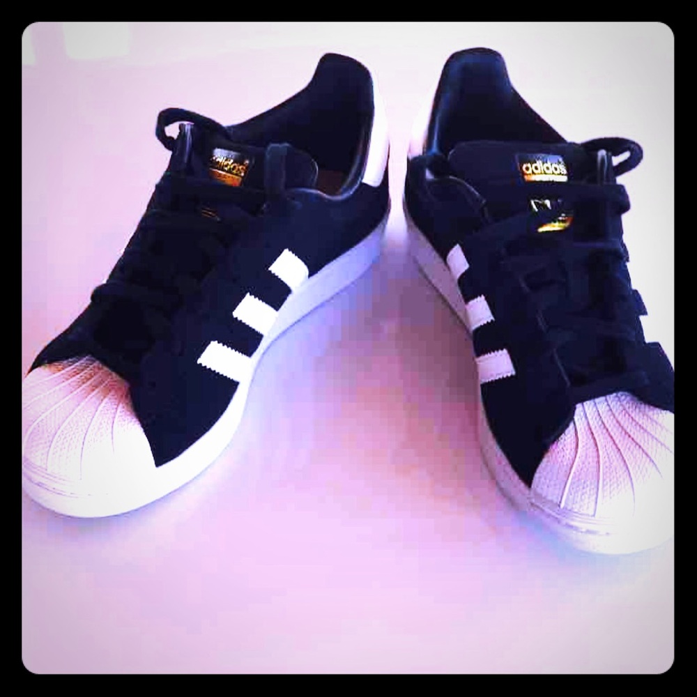 Adidas navy blue suede Superstars